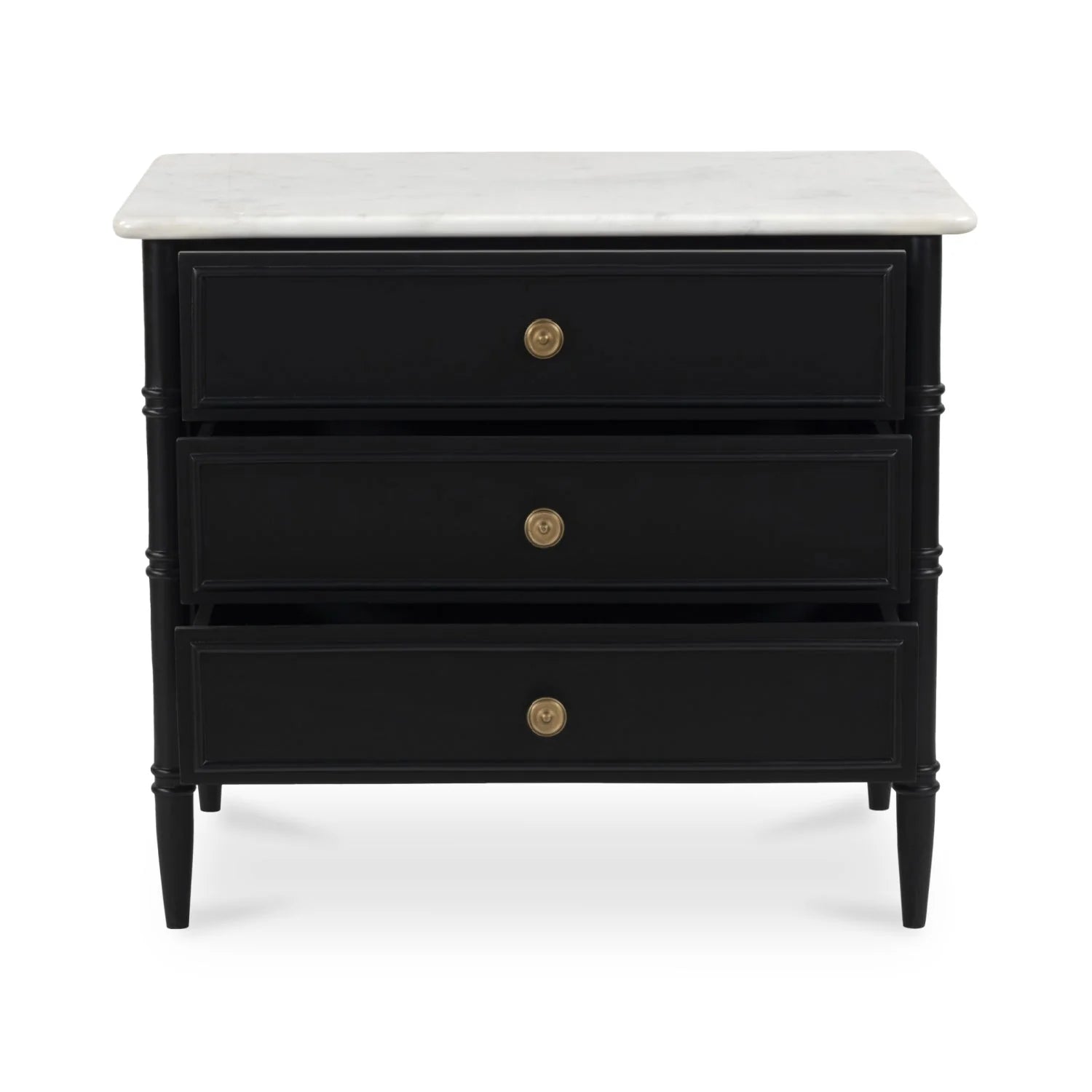 Luxury Modern Eleanor 3-Drawer Black Nightstand European Style for Villa