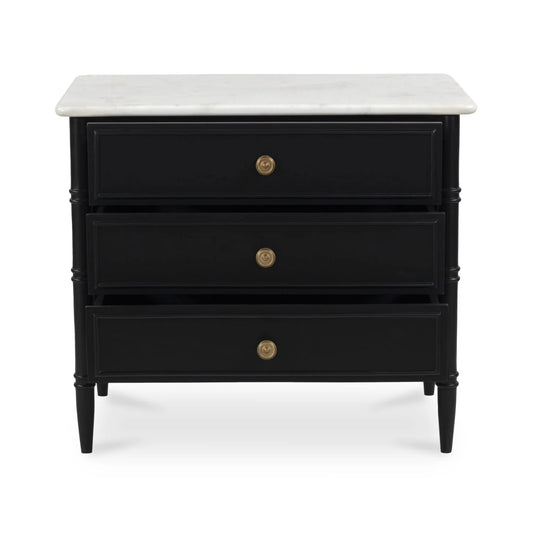 Luxury Modern Eleanor 3-Drawer Black Nightstand European Style for Villa