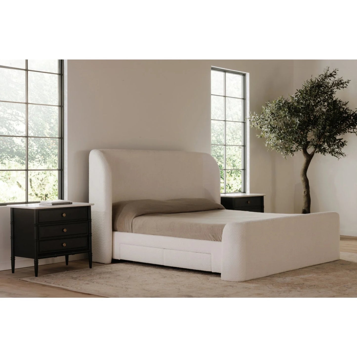 Luxury Modern Eleanor 3-Drawer Black Nightstand European Style for Villa