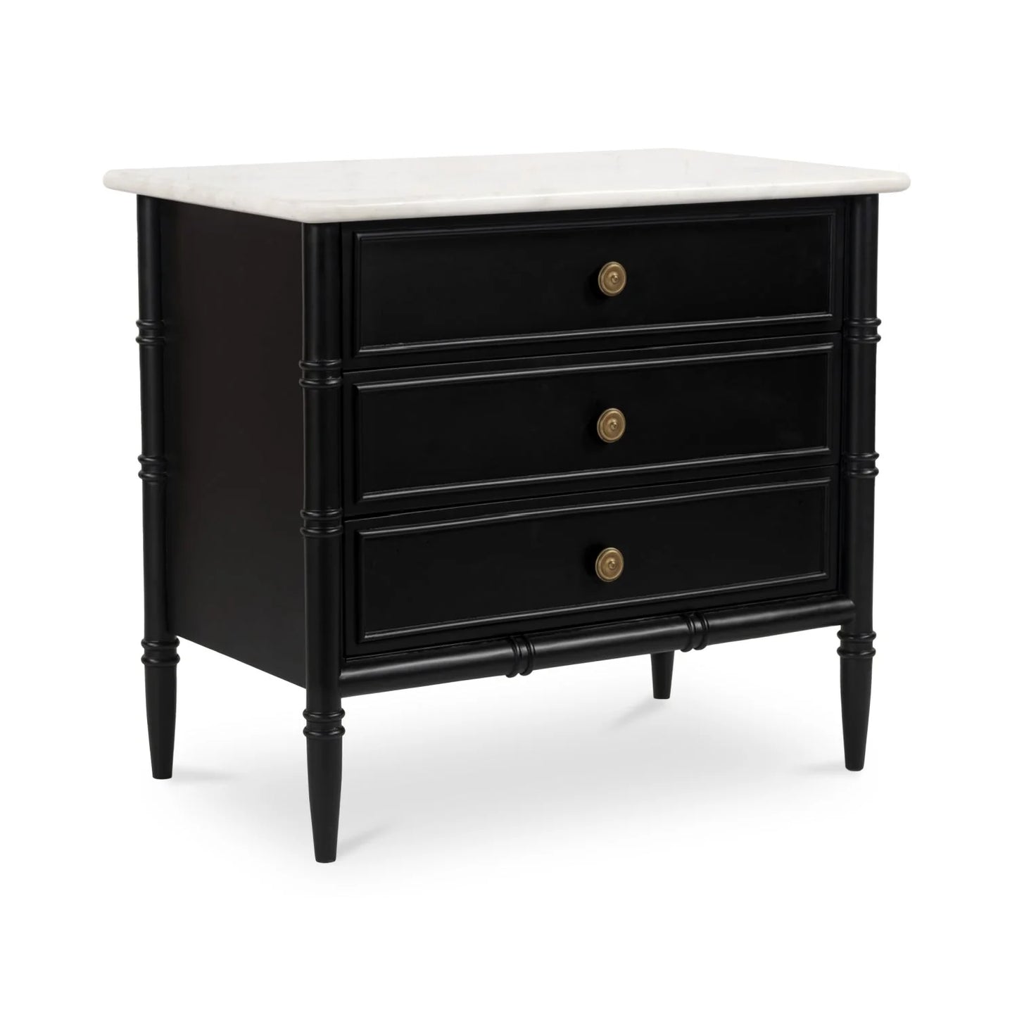 Luxury Modern Eleanor 3-Drawer Black Nightstand European Style for Villa
