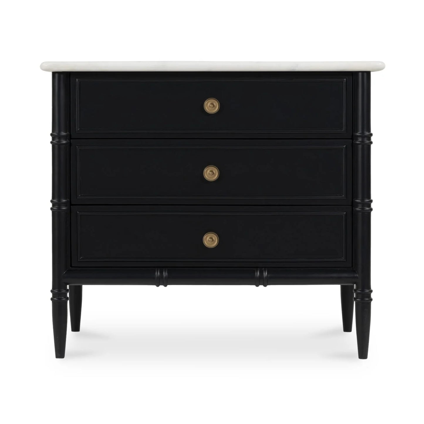 Luxury Modern Eleanor 3-Drawer Black Nightstand European Style for Villa