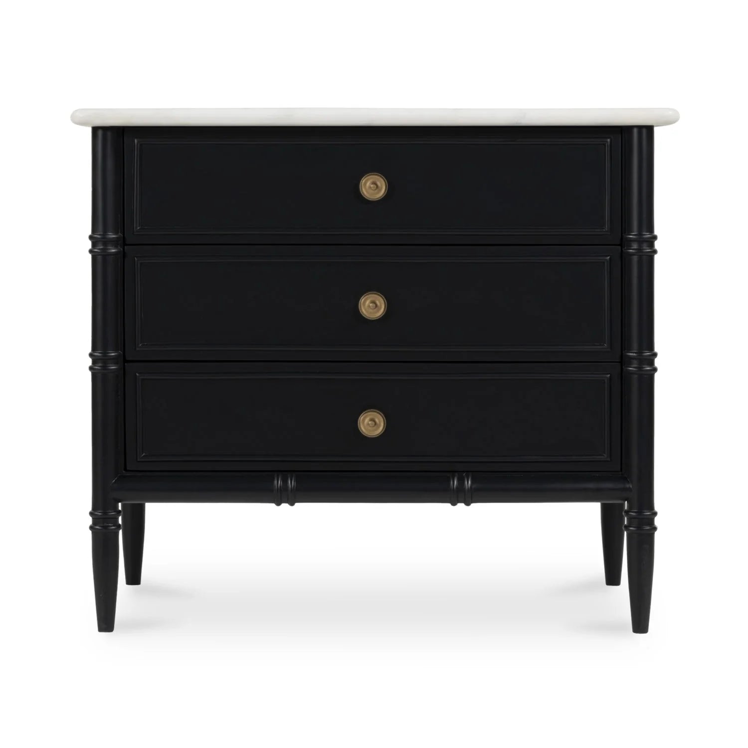 Luxury Modern Eleanor 3-Drawer Black Nightstand European Style for Villa