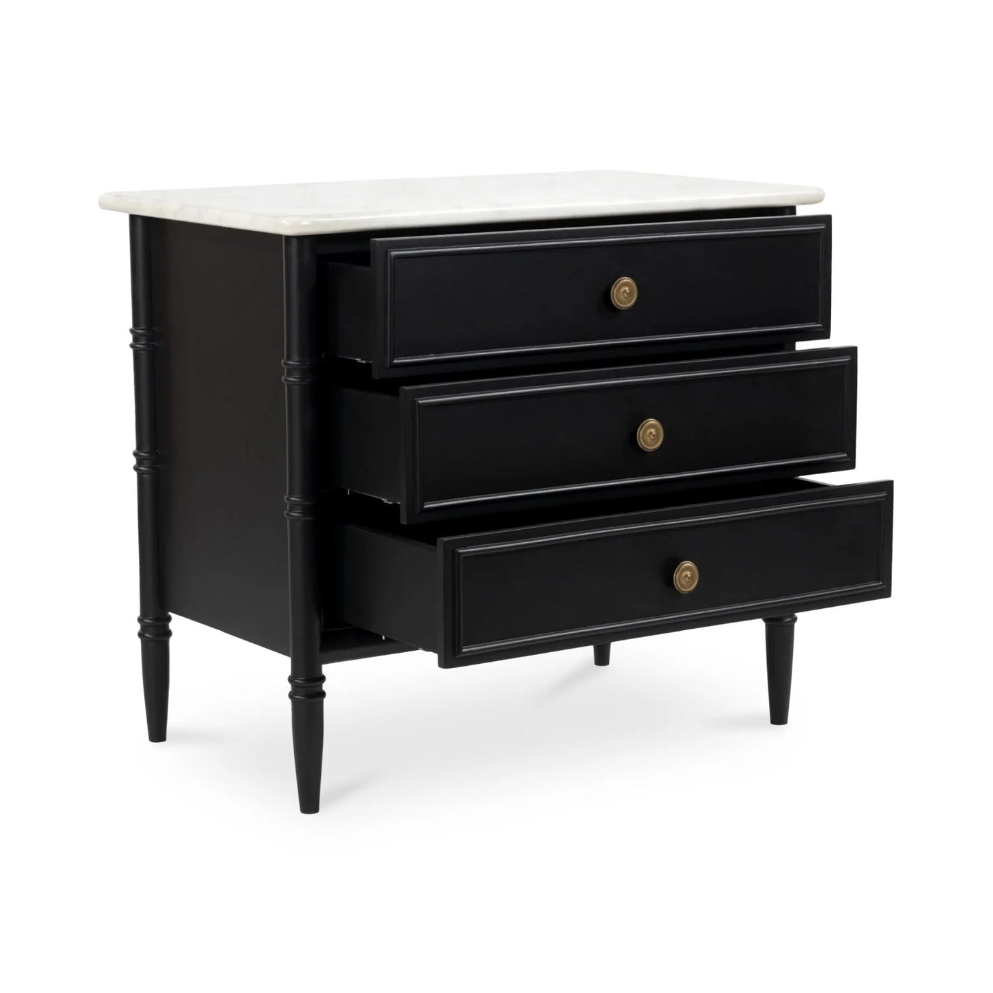 Luxury Modern Eleanor 3-Drawer Black Nightstand European Style for Villa