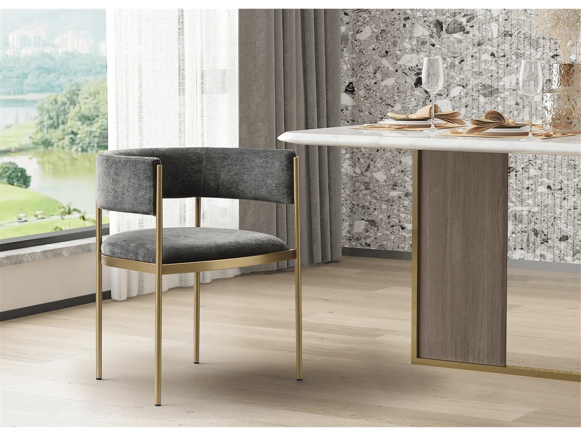 Luxury Modern Elfrida Dining Armchair European Style for Villa