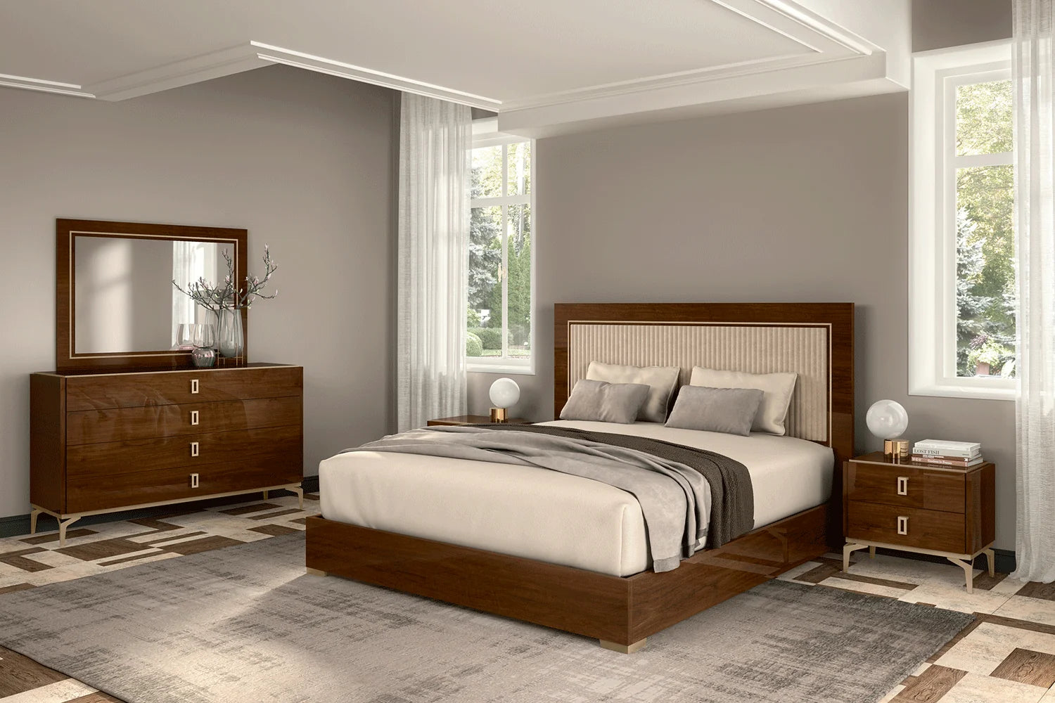 Luxury Modern Emily Bedroom Set European Style for Villa