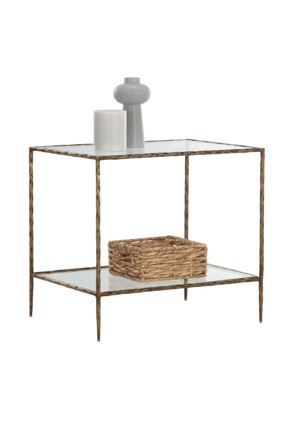 Luxury Modern Emine Hammered Metal Nightstand European Style for Villa
