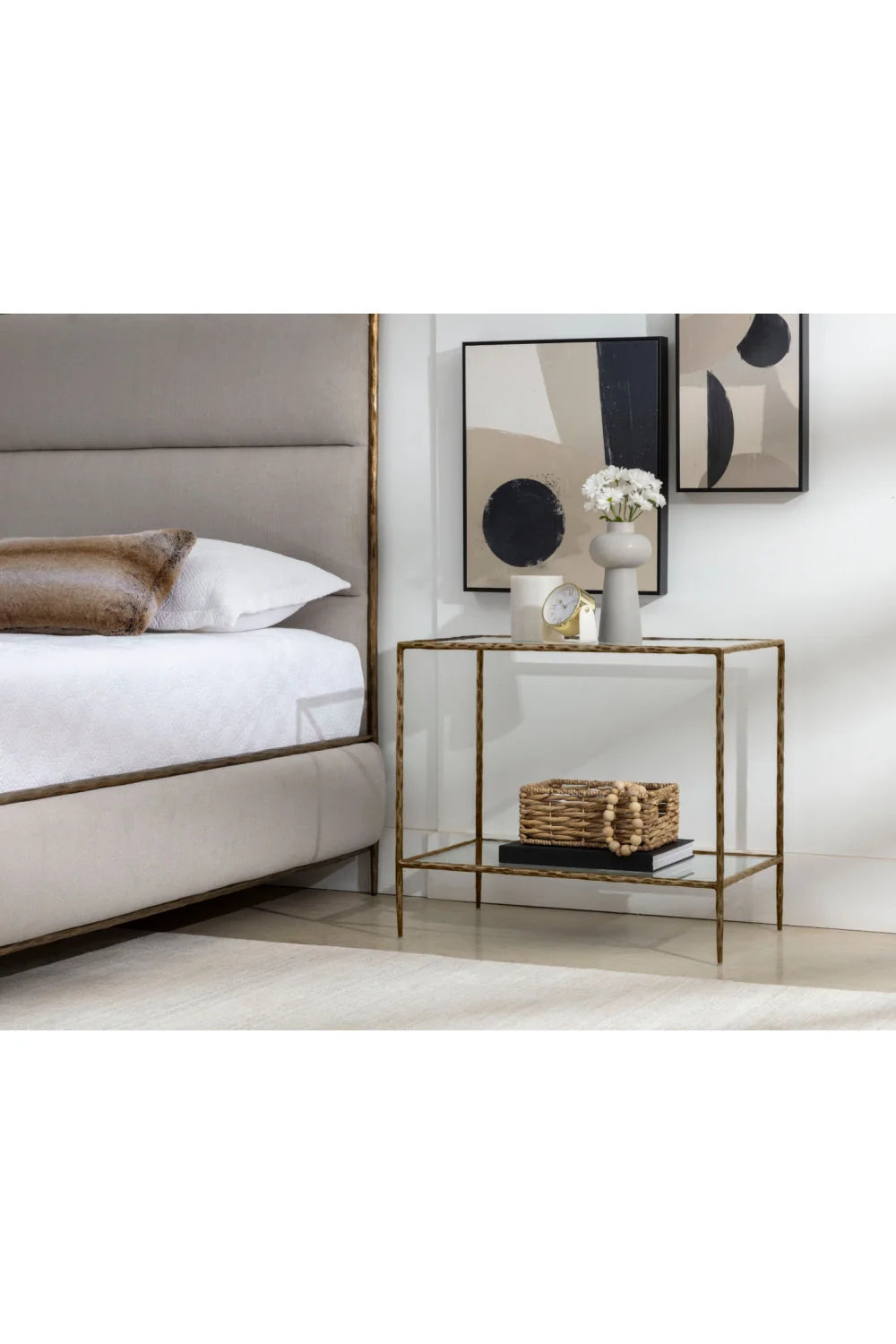 Luxury Modern Emine Hammered Metal Nightstand European Style for Villa