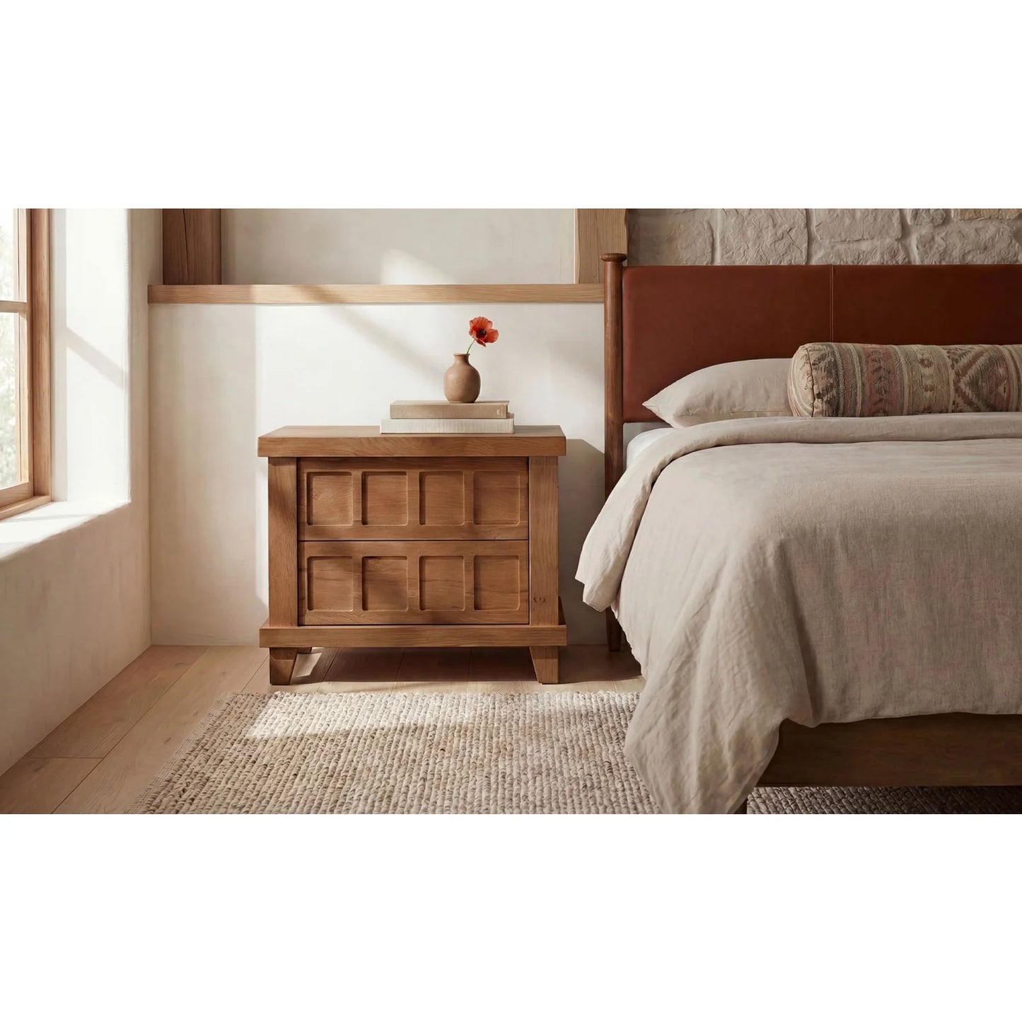 Luxury Modern Enya 2-Drawer Nightstand European Style for Villa