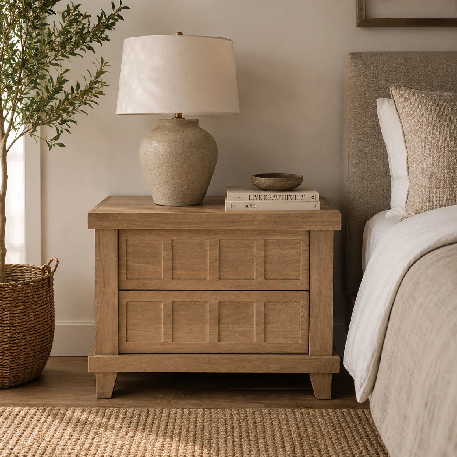 Luxury Modern Enya 2-Drawer Nightstand European Style for Villa