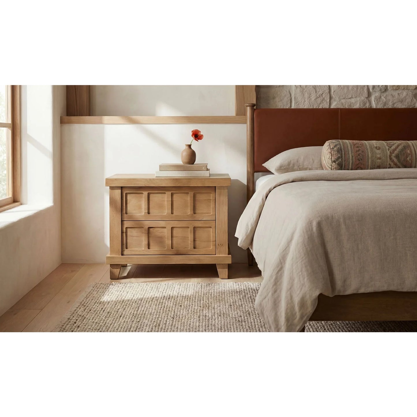 Luxury Modern Enya 2-Drawer Nightstand European Style for Villa