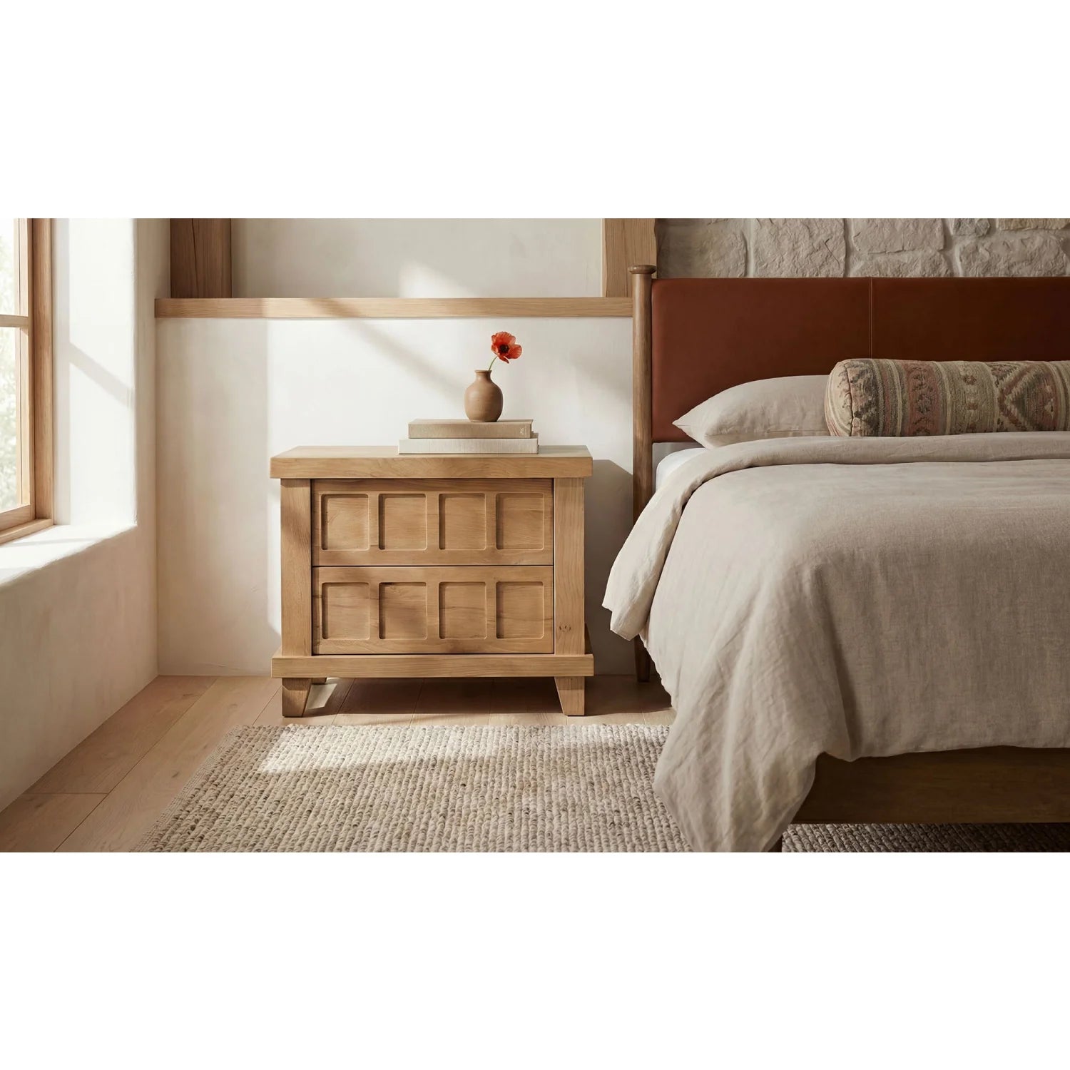 Luxury Modern Enya 2-Drawer Nightstand European Style for Villa