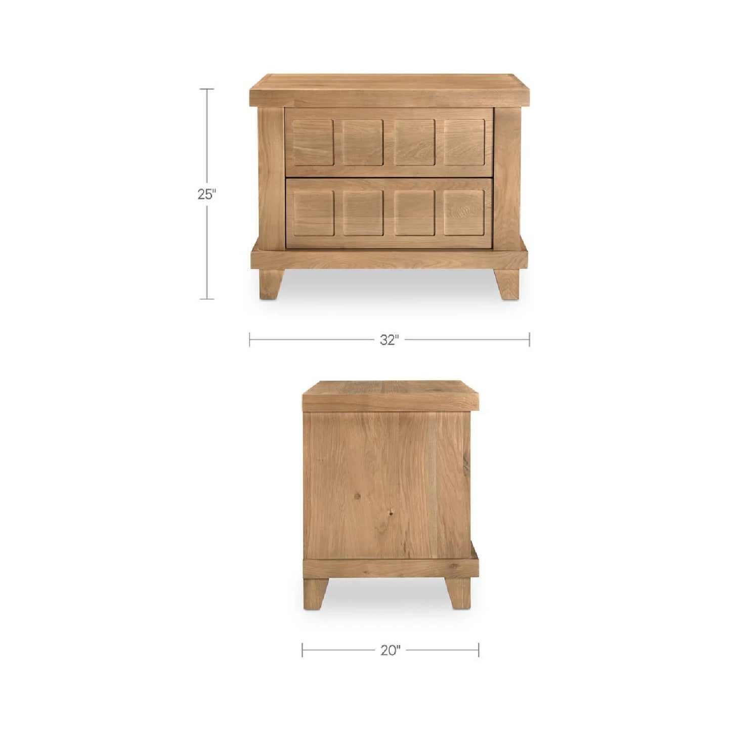 Luxury Modern Enya 2-Drawer Nightstand European Style for Villa