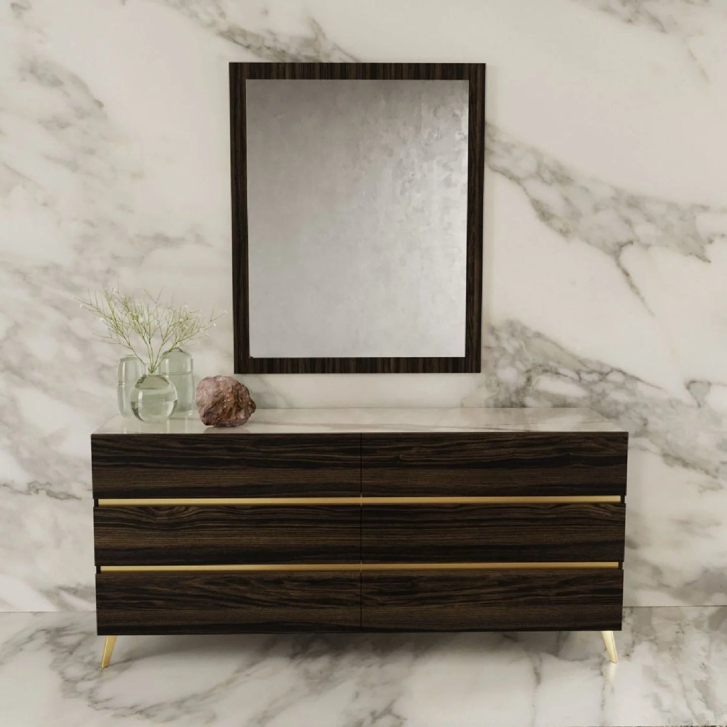 Luxury Modern Eucalyptus Wood 6-Drawer Dresser European Style for Villa