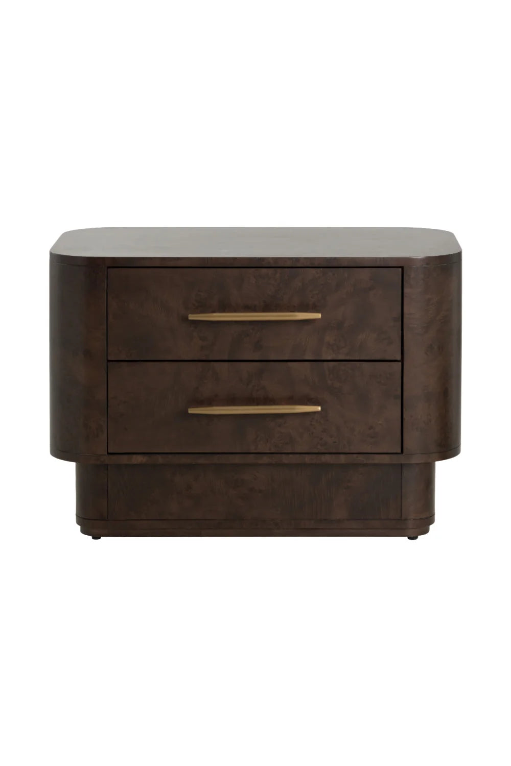 Luxury Modern Ezekiel Burl Veneer 2-Drawer Nightstand European Style for Villa
