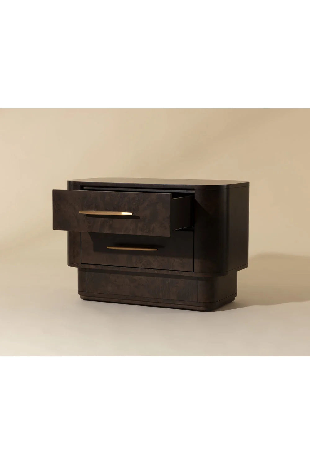 Luxury Modern Ezekiel Burl Veneer 2-Drawer Nightstand European Style for Villa