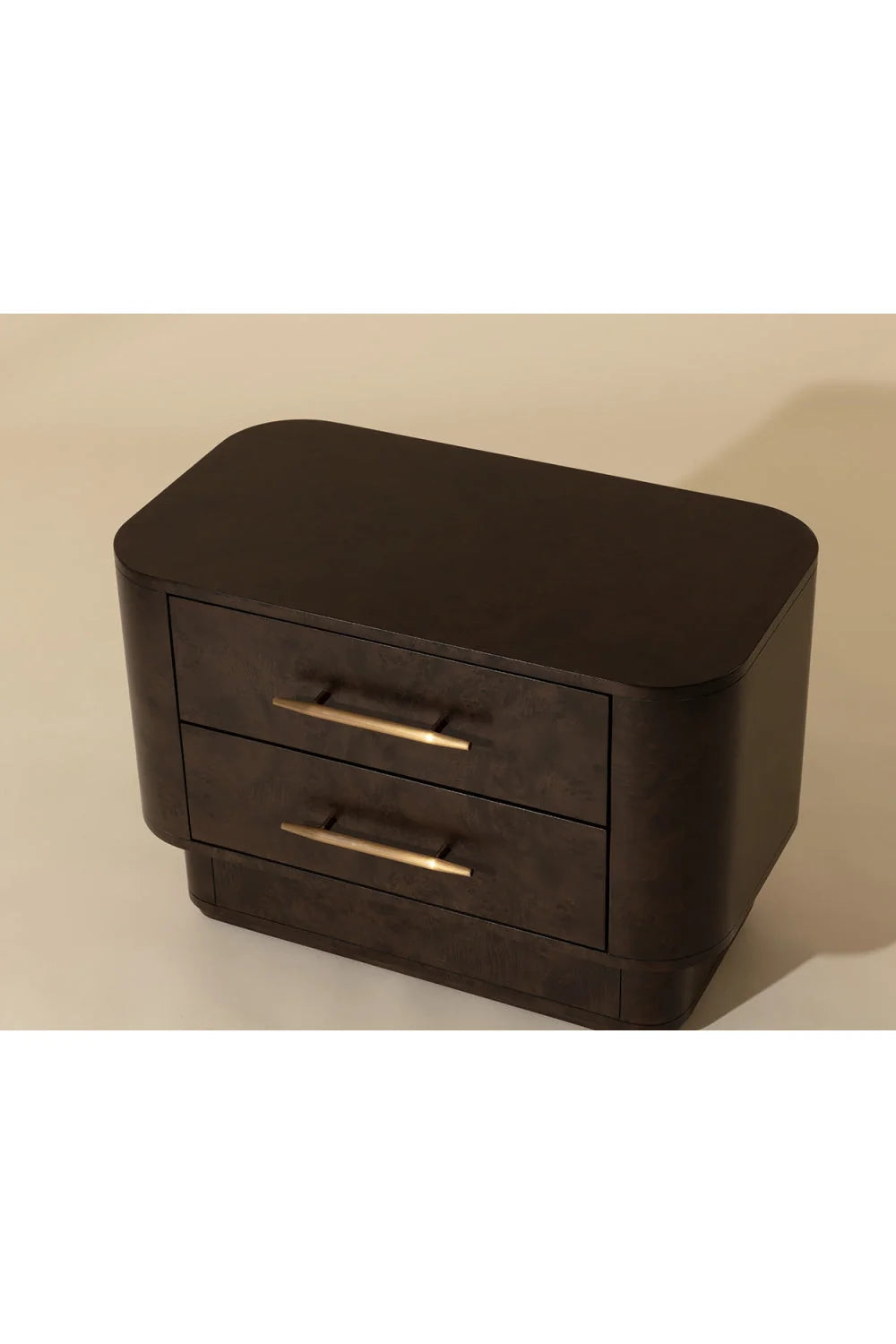 Luxury Modern Ezekiel Burl Veneer 2-Drawer Nightstand European Style for Villa