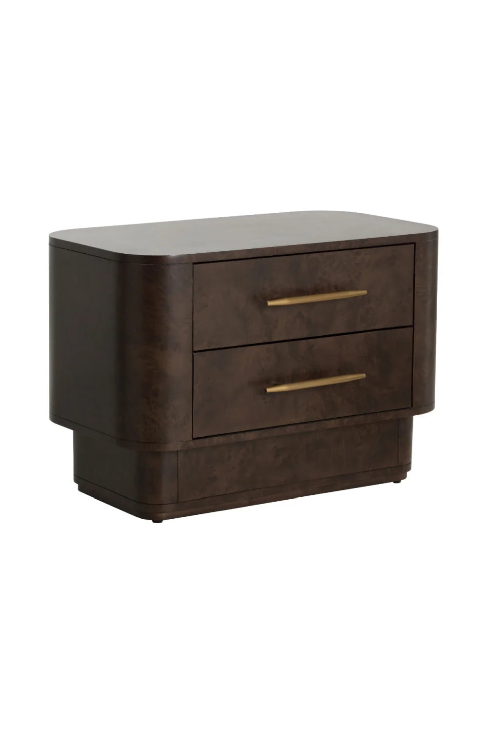 Luxury Modern Ezekiel Burl Veneer 2-Drawer Nightstand European Style for Villa
