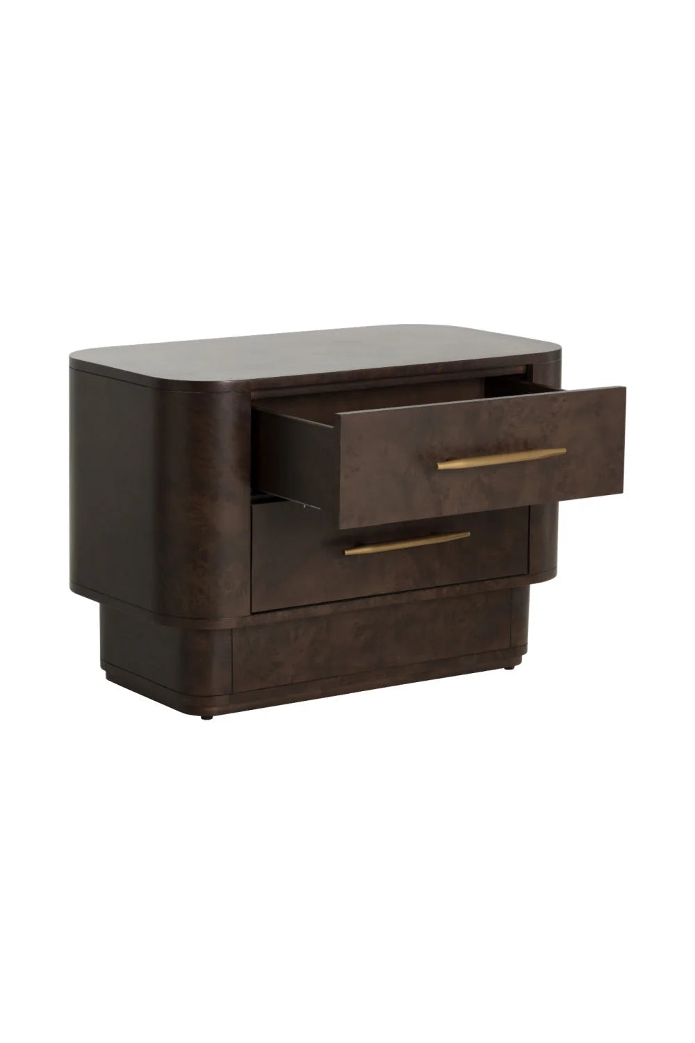 Luxury Modern Ezekiel Burl Veneer 2-Drawer Nightstand European Style for Villa