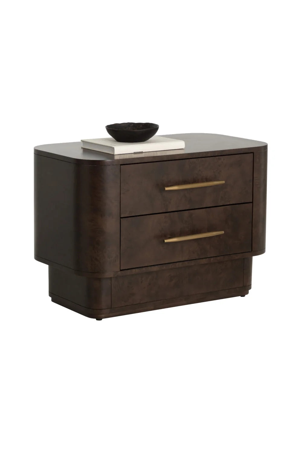 Luxury Modern Ezekiel Burl Veneer 2-Drawer Nightstand European Style for Villa