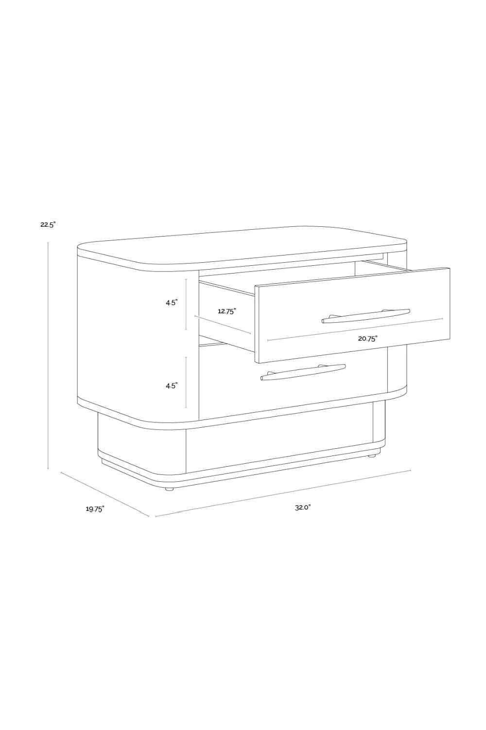 Luxury Modern Ezekiel Burl Veneer 2-Drawer Nightstand European Style for Villa