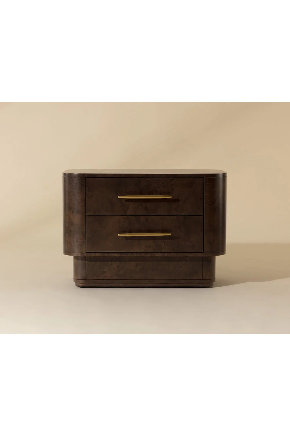 Luxury Modern Ezekiel Burl Veneer 2-Drawer Nightstand European Style for Villa