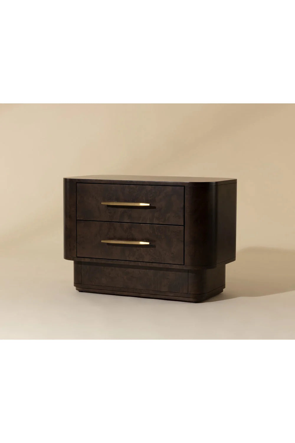 Luxury Modern Ezekiel Burl Veneer 2-Drawer Nightstand European Style for Villa