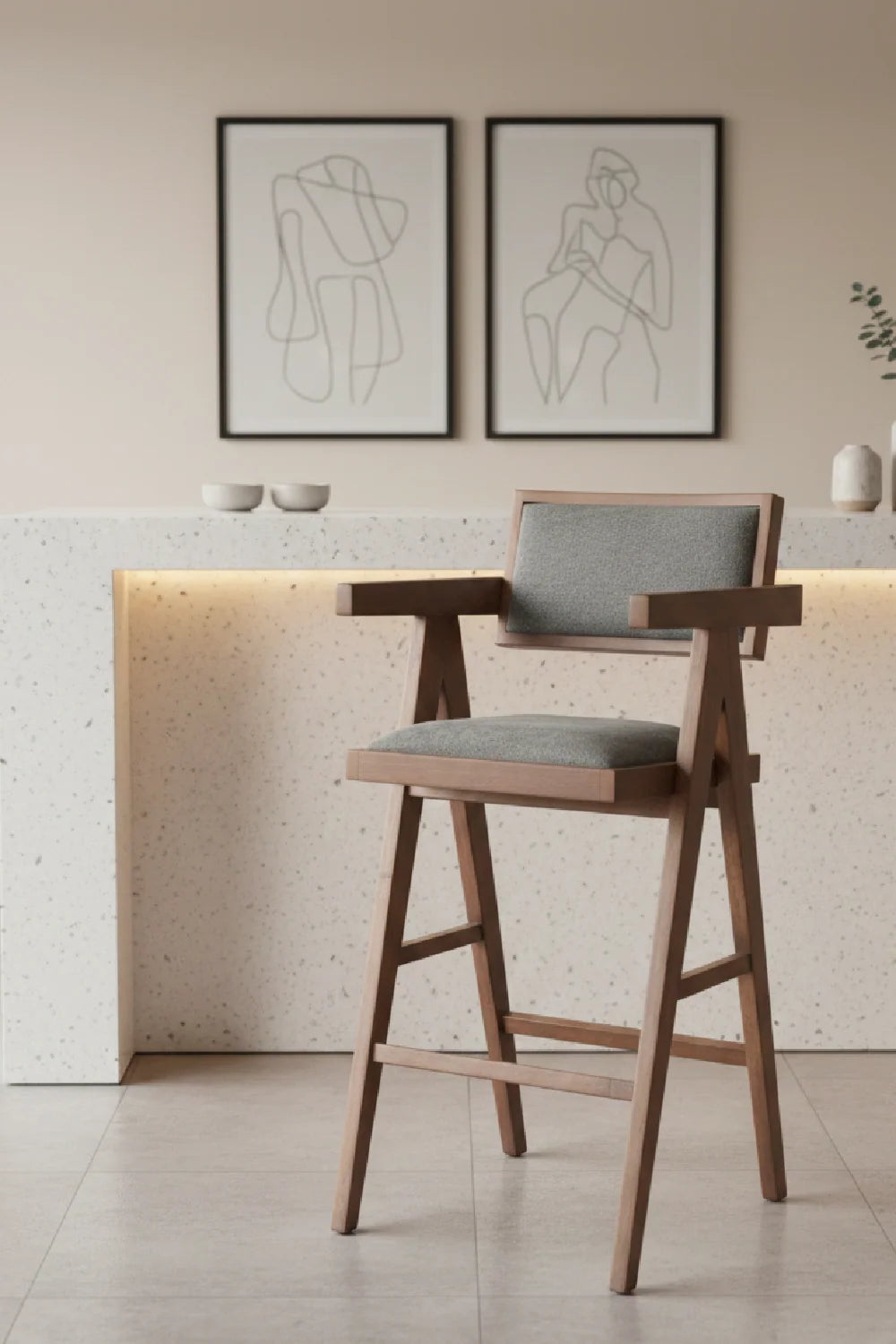 Luxury Modern Fabric Bar Stool European Style for Villa