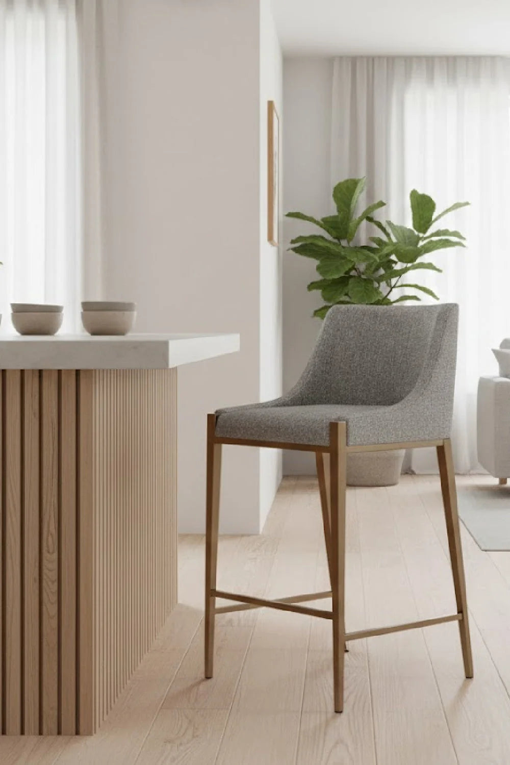 Luxury Modern Fabric Counter Stool European Style for Villa