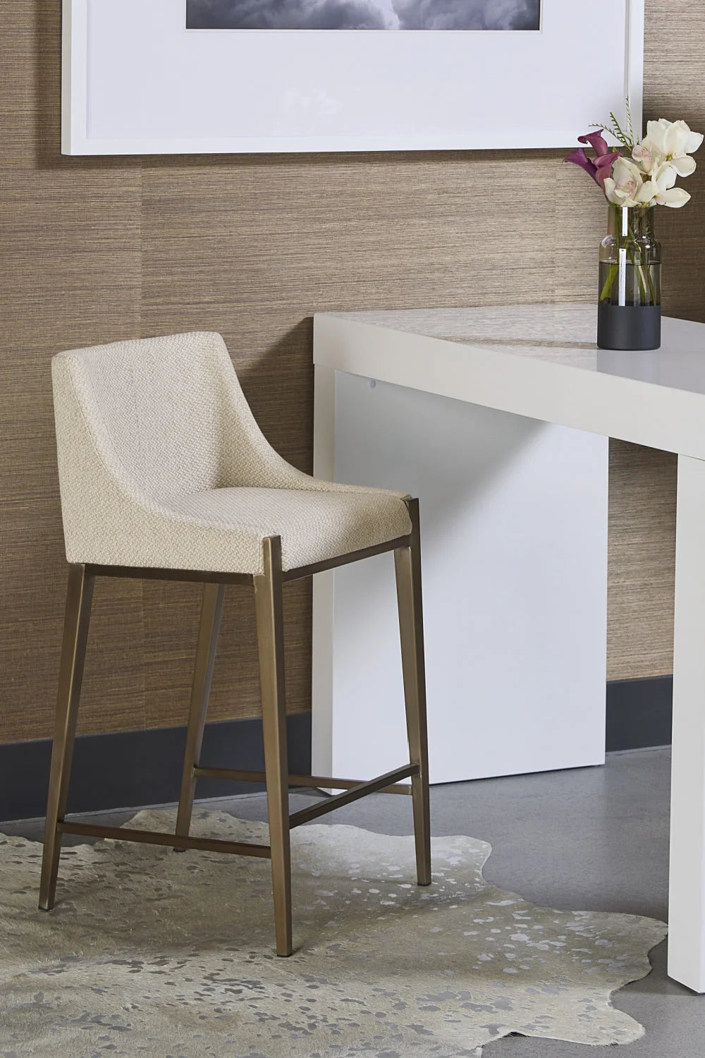 Luxury Modern Fabric Counter Stool European Style for Villa
