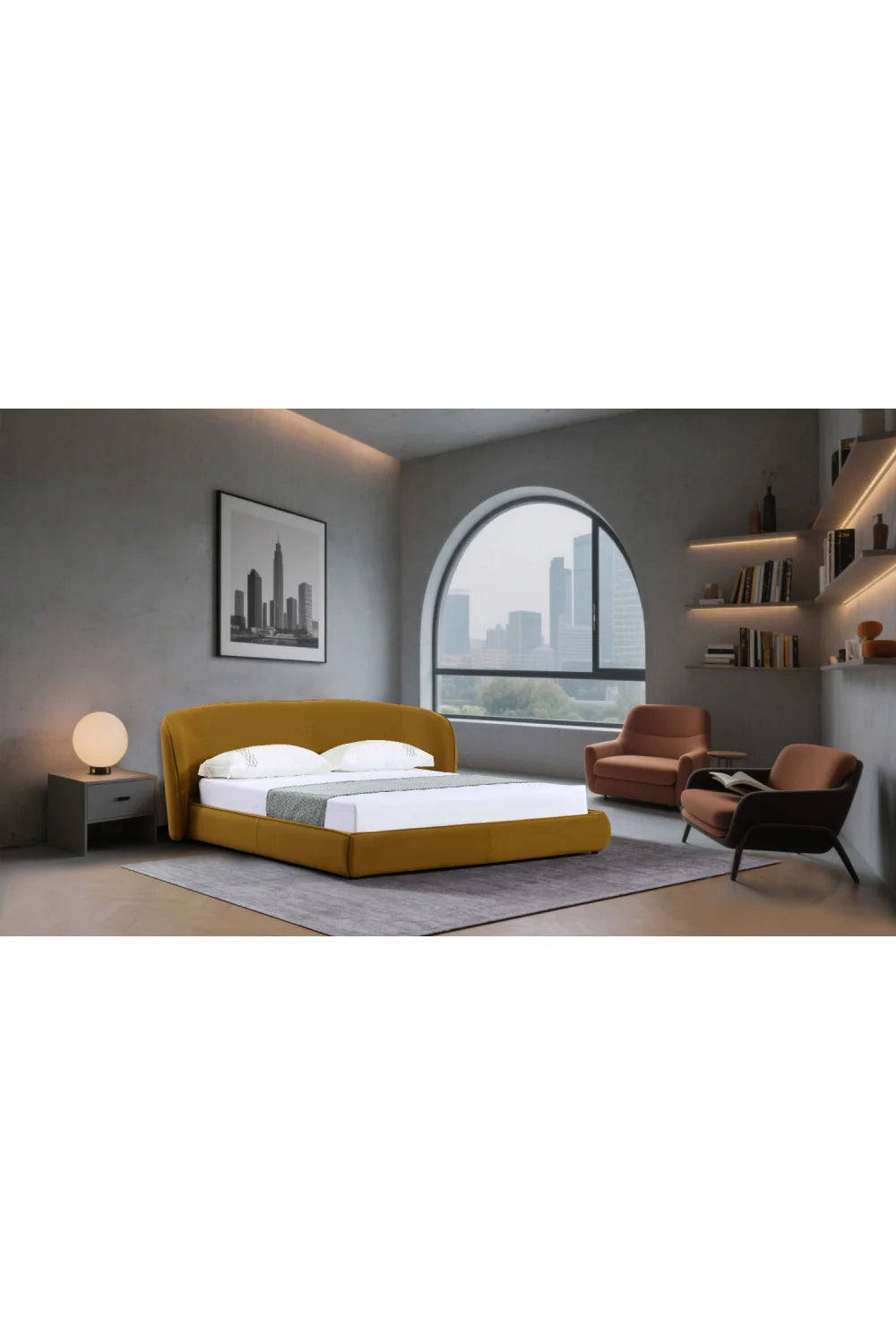 Luxury Modern Fabric Upholstered Bed European Style for Villa