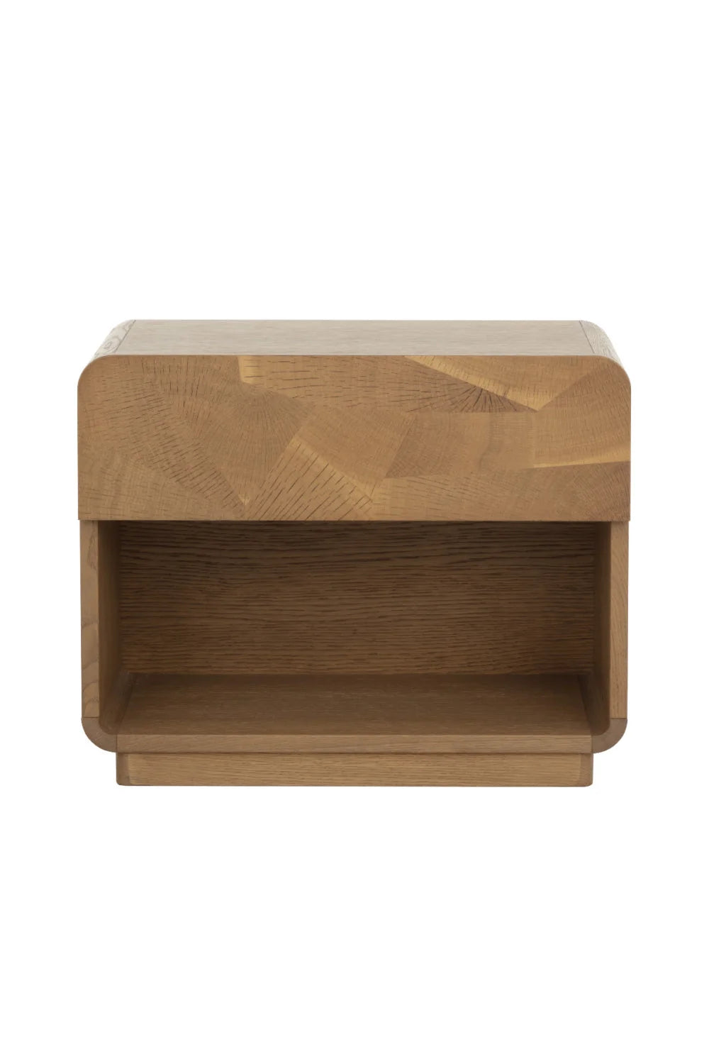 Luxury Modern Fauna Mosaic 1-Drawer Oak Nightstand European Style for Villa