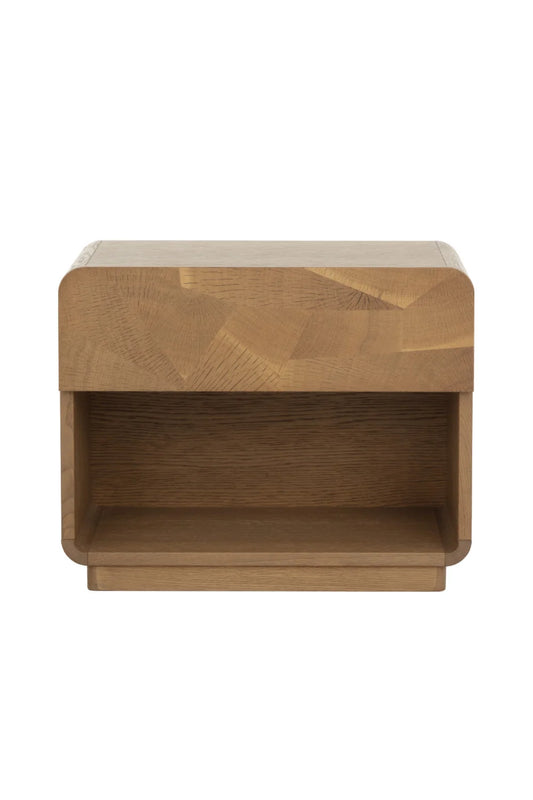 Luxury Modern Fauna Mosaic 1-Drawer Oak Nightstand European Style for Villa