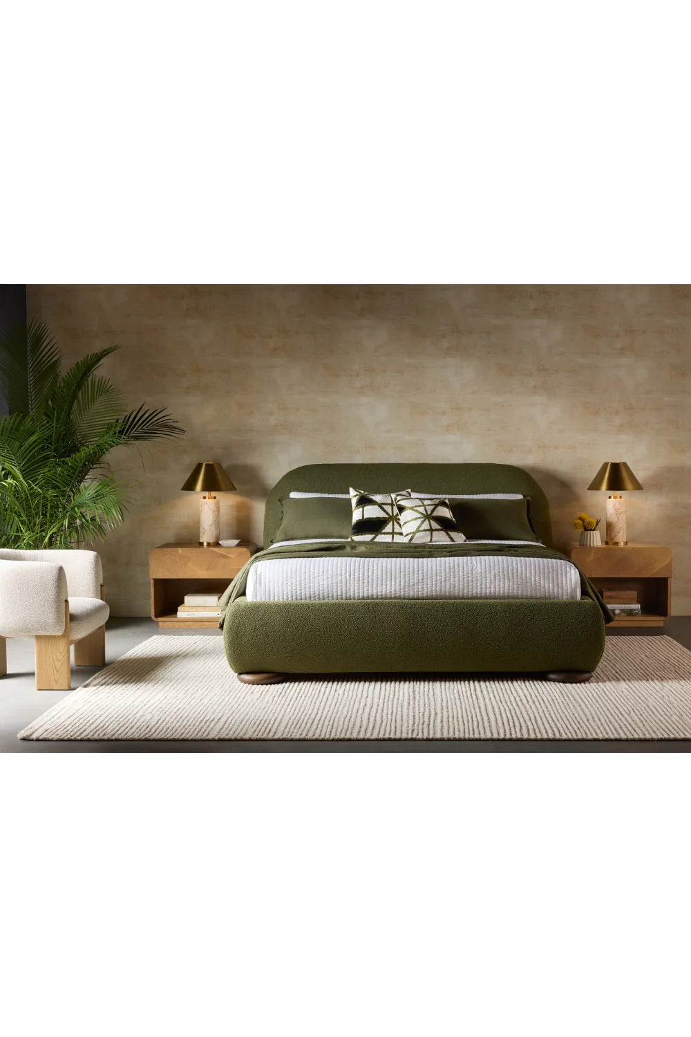 Luxury Modern Fauna Mosaic 1-Drawer Oak Nightstand European Style for Villa