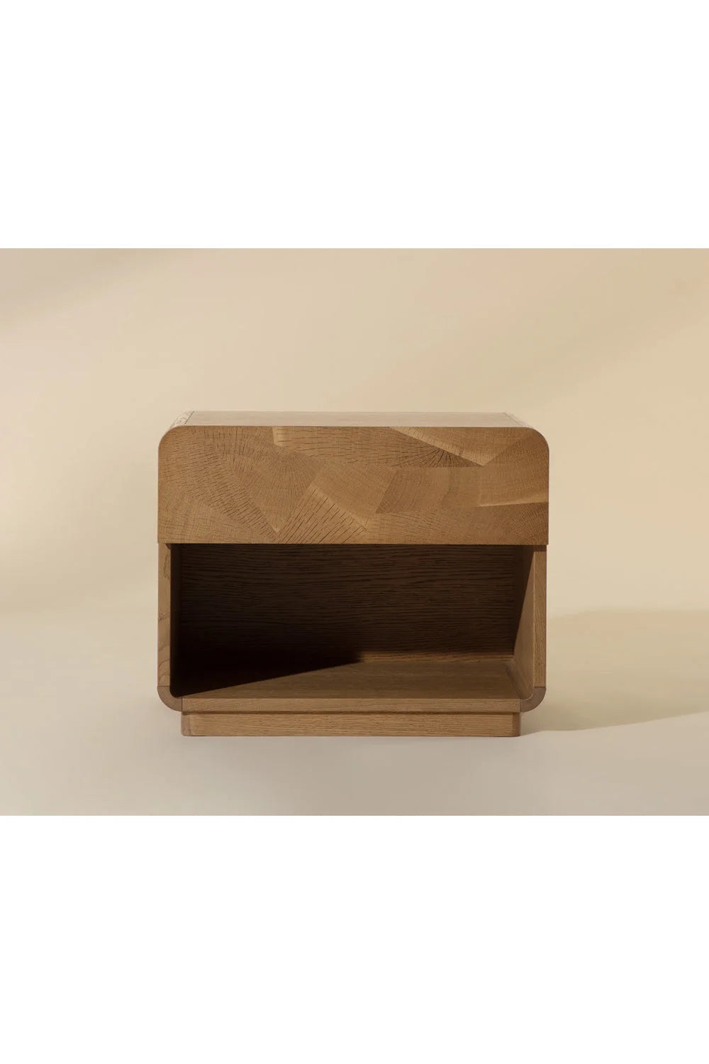 Luxury Modern Fauna Mosaic 1-Drawer Oak Nightstand European Style for Villa