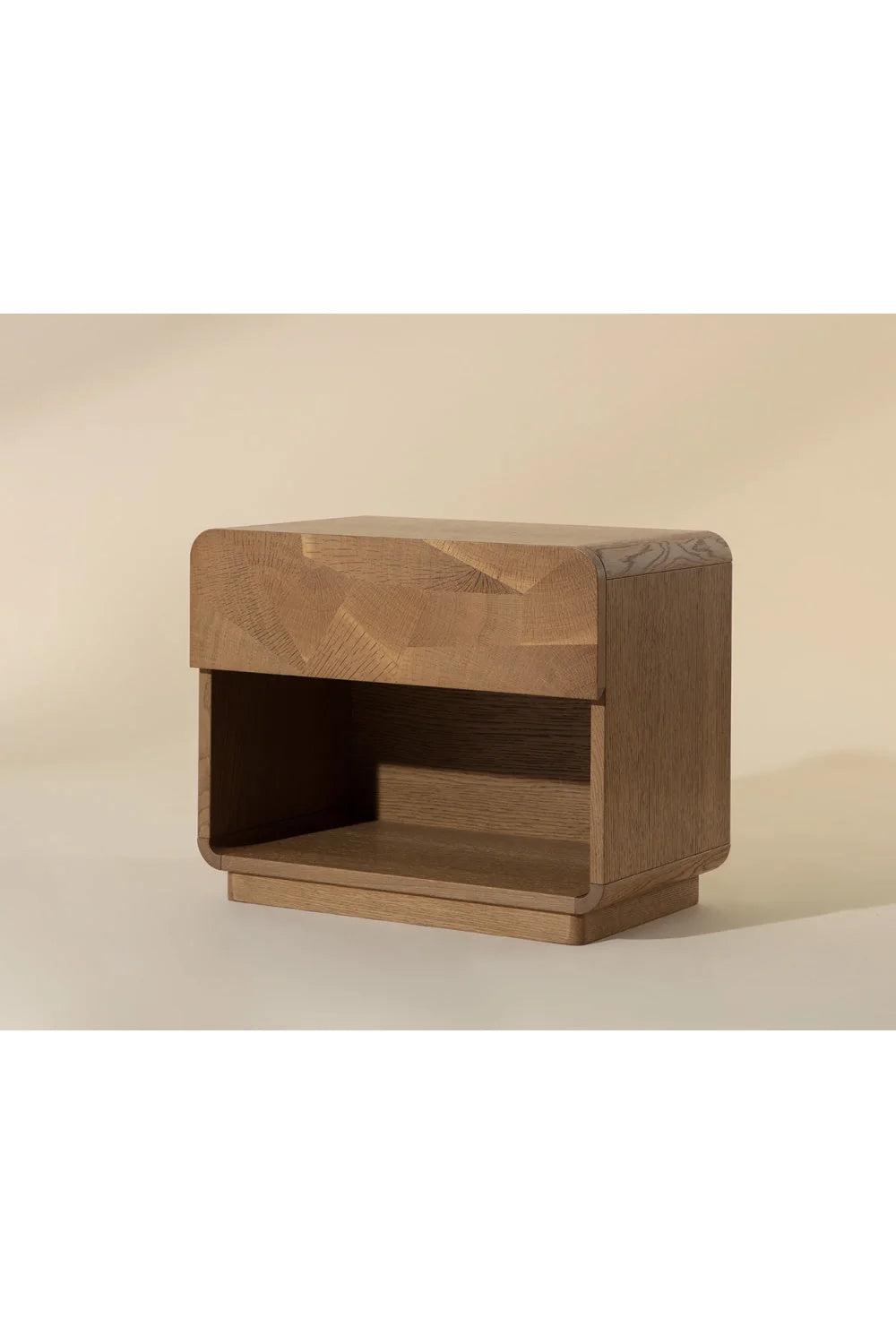 Luxury Modern Fauna Mosaic 1-Drawer Oak Nightstand European Style for Villa
