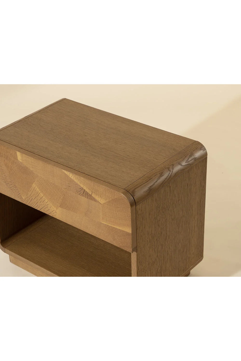 Luxury Modern Fauna Mosaic 1-Drawer Oak Nightstand European Style for Villa