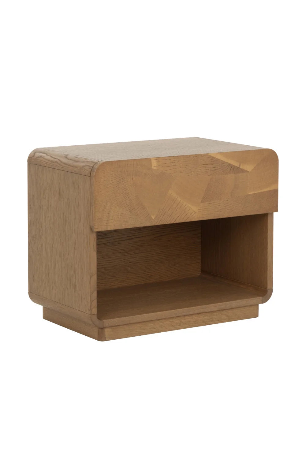Luxury Modern Fauna Mosaic 1-Drawer Oak Nightstand European Style for Villa