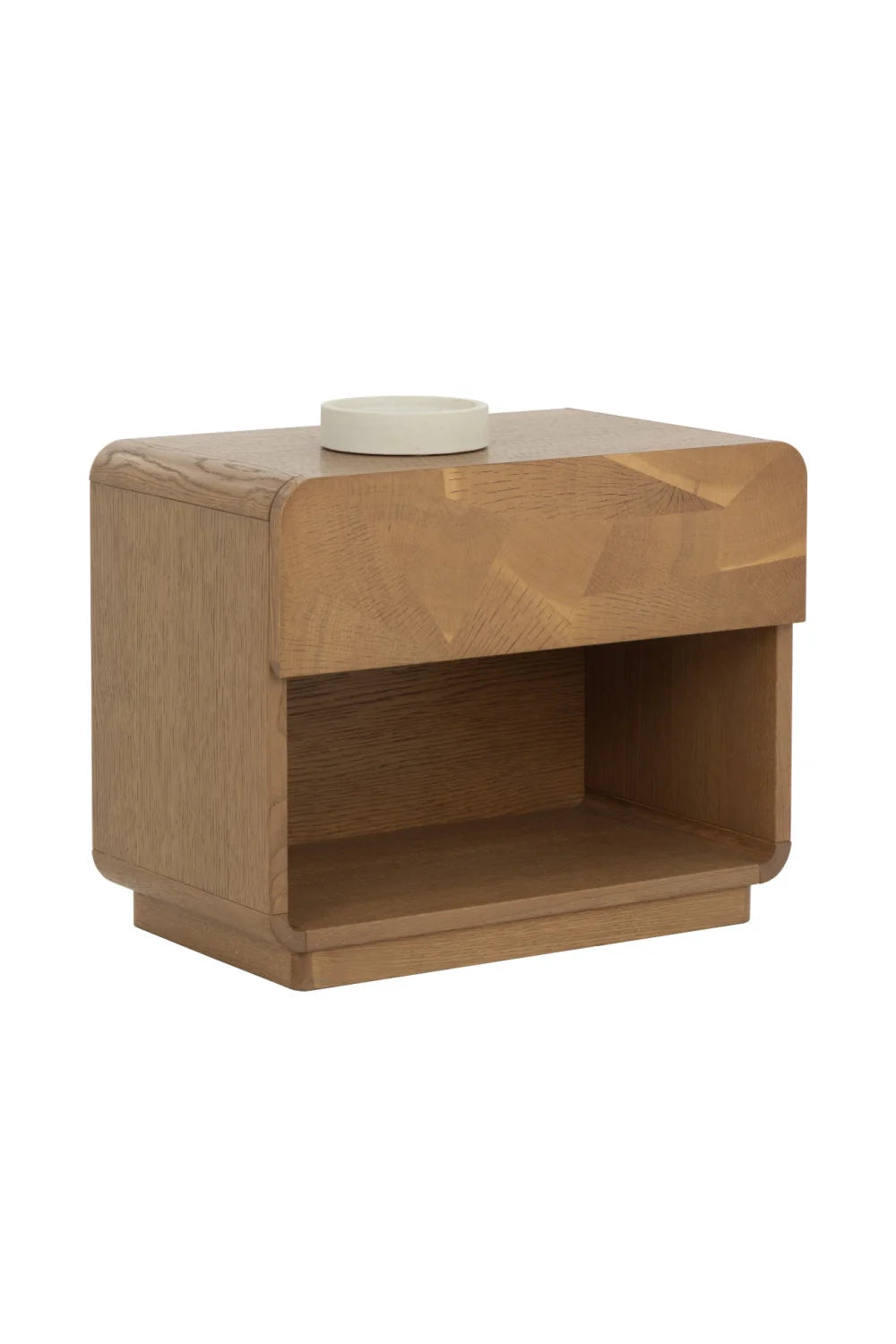 Luxury Modern Fauna Mosaic 1-Drawer Oak Nightstand European Style for Villa