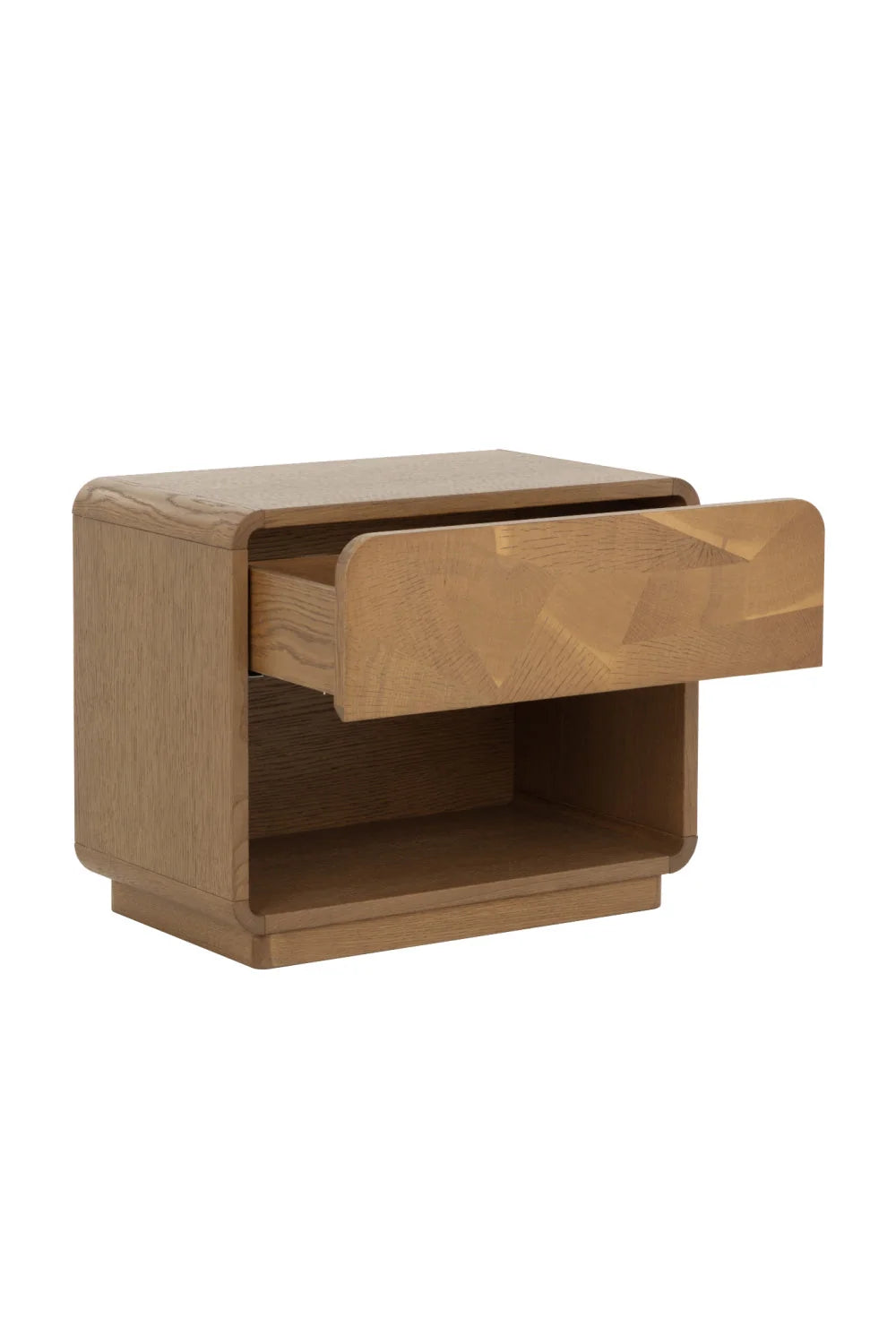 Luxury Modern Fauna Mosaic 1-Drawer Oak Nightstand European Style for Villa