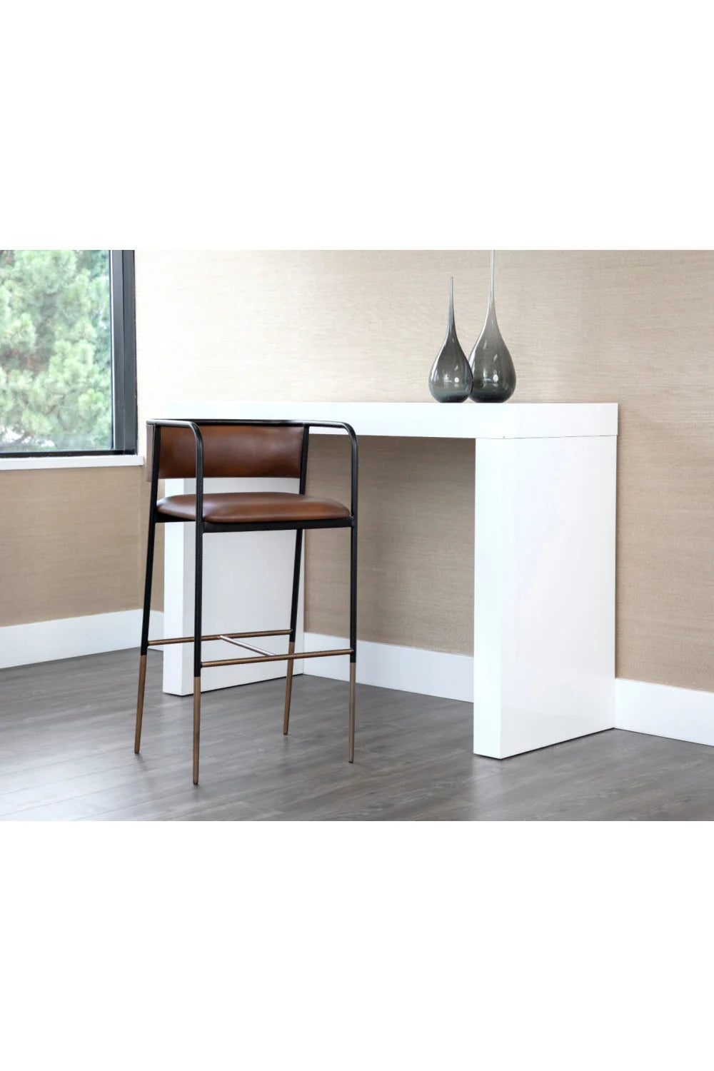 Luxury Modern Faux Leather Bar Stool European Style for Villa