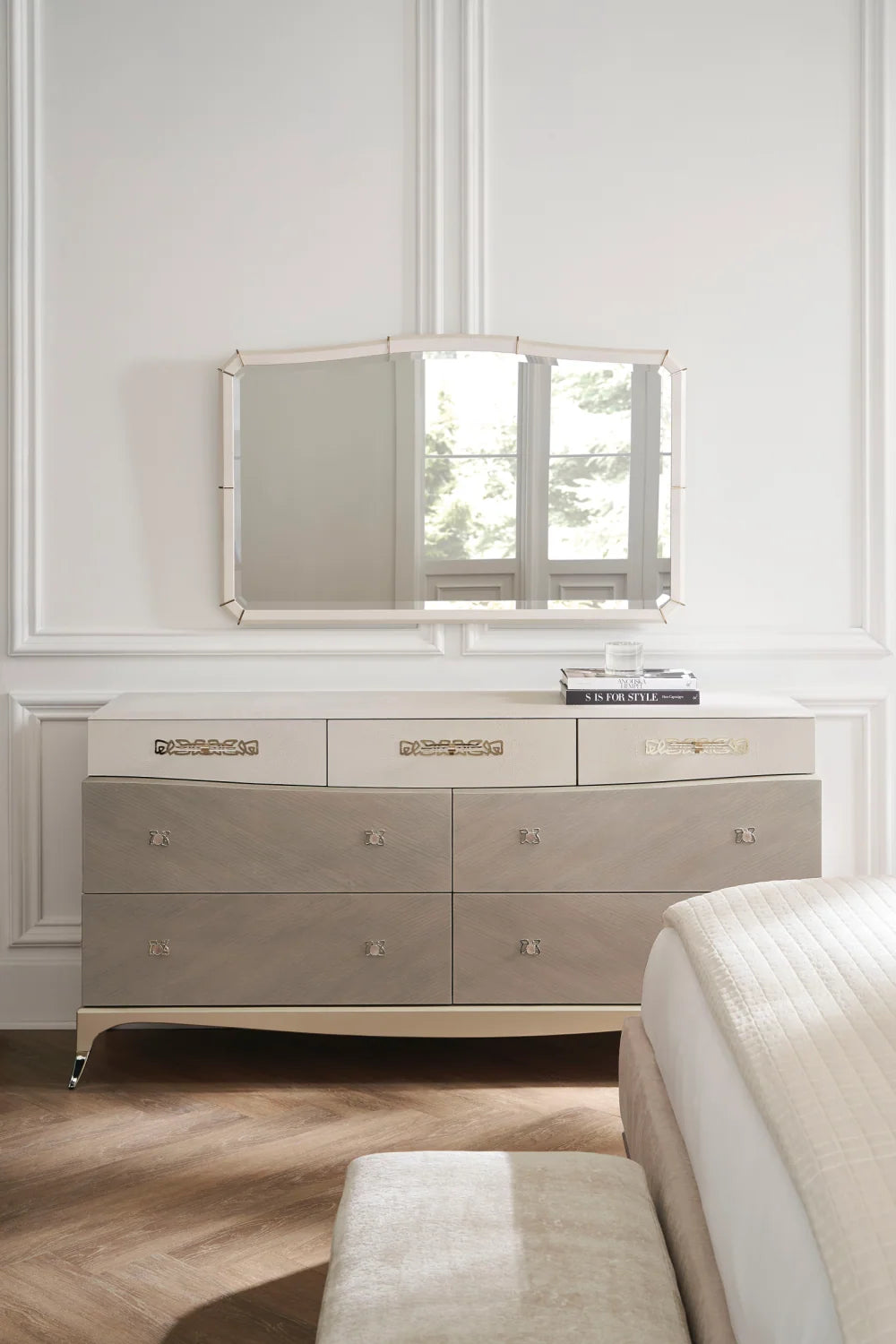 Luxury Modern Faux Shagreen Dresser European Style for Villa