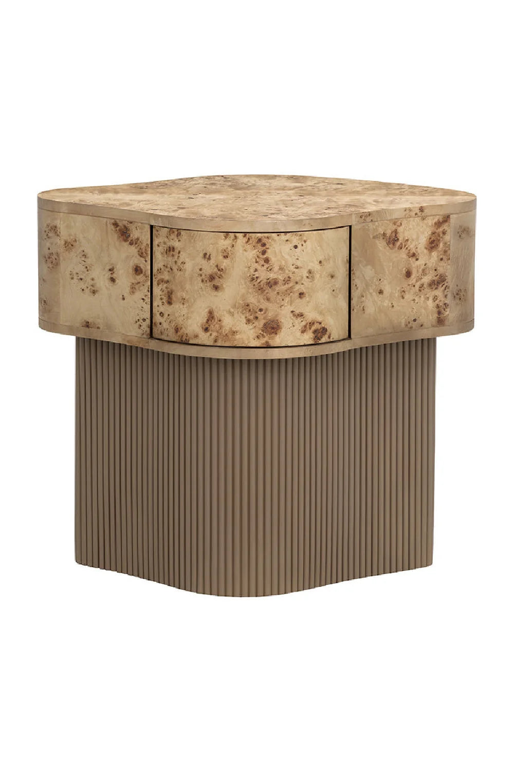Luxury Modern Fern Burl Veneer Nightstand European Style for Villa