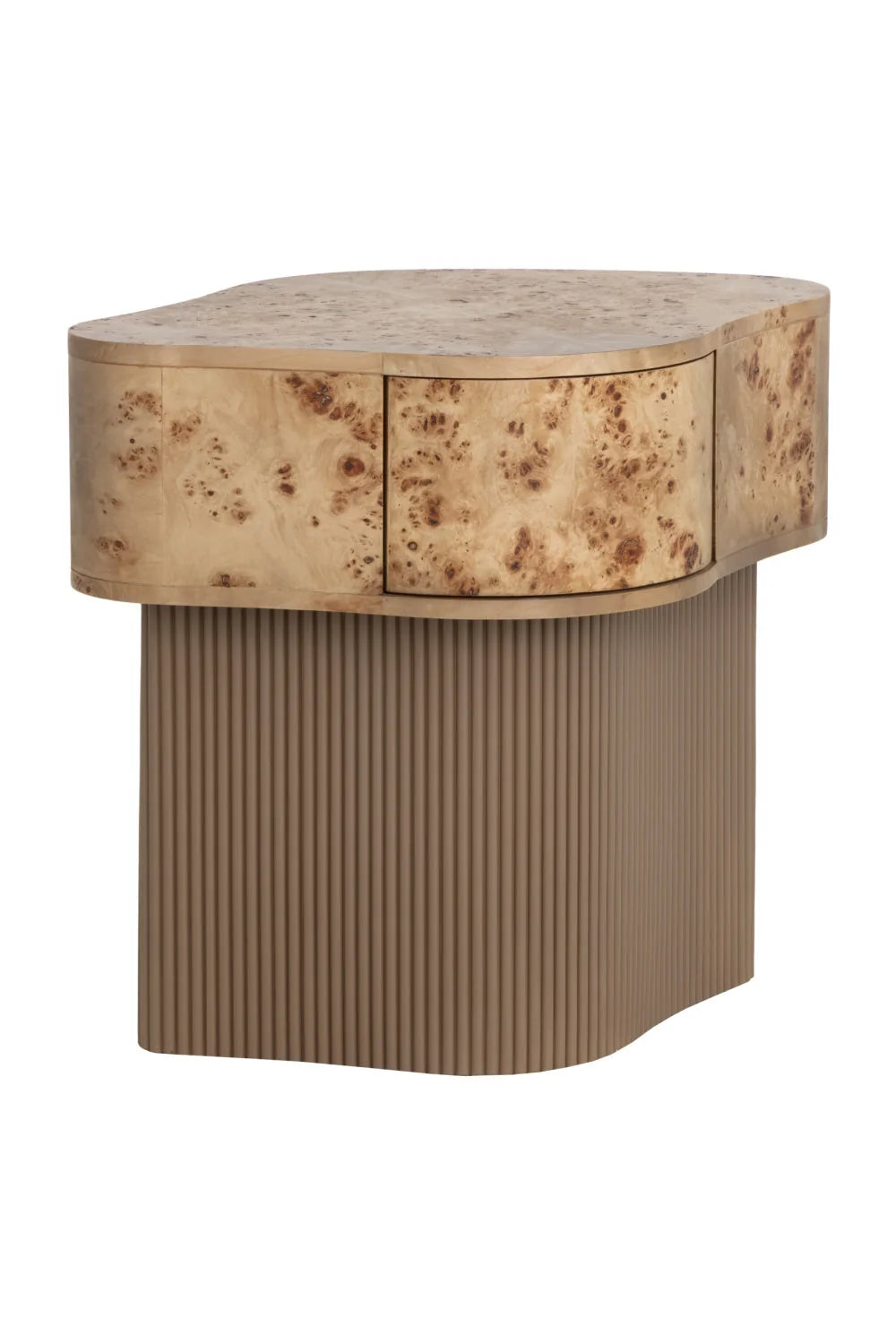 Luxury Modern Fern Burl Veneer Nightstand European Style for Villa