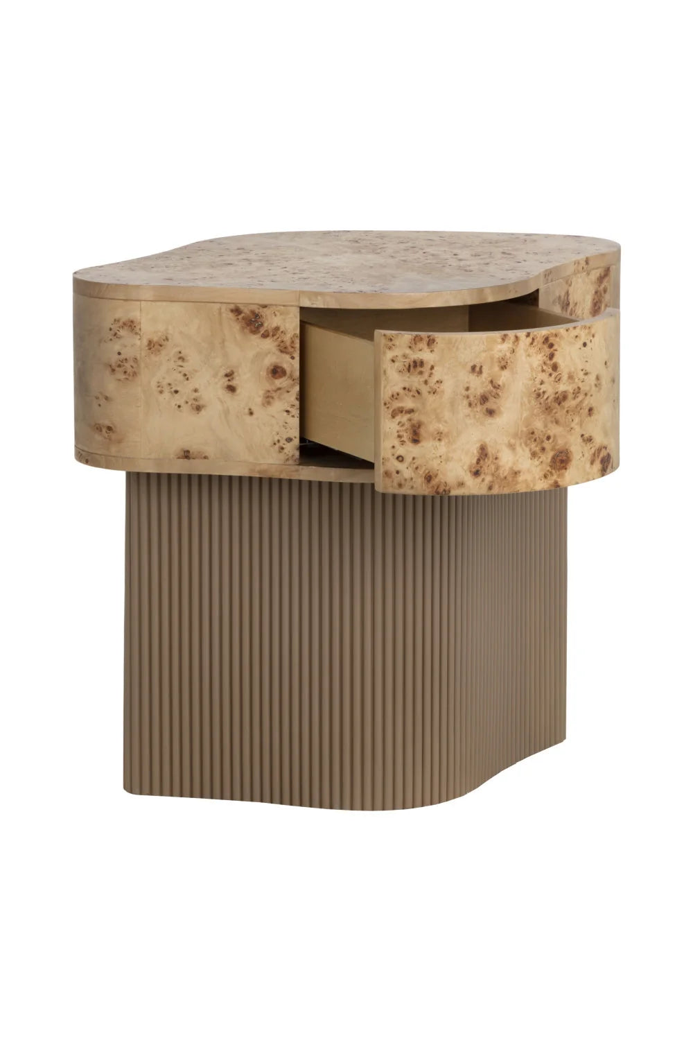 Luxury Modern Fern Burl Veneer Nightstand European Style for Villa