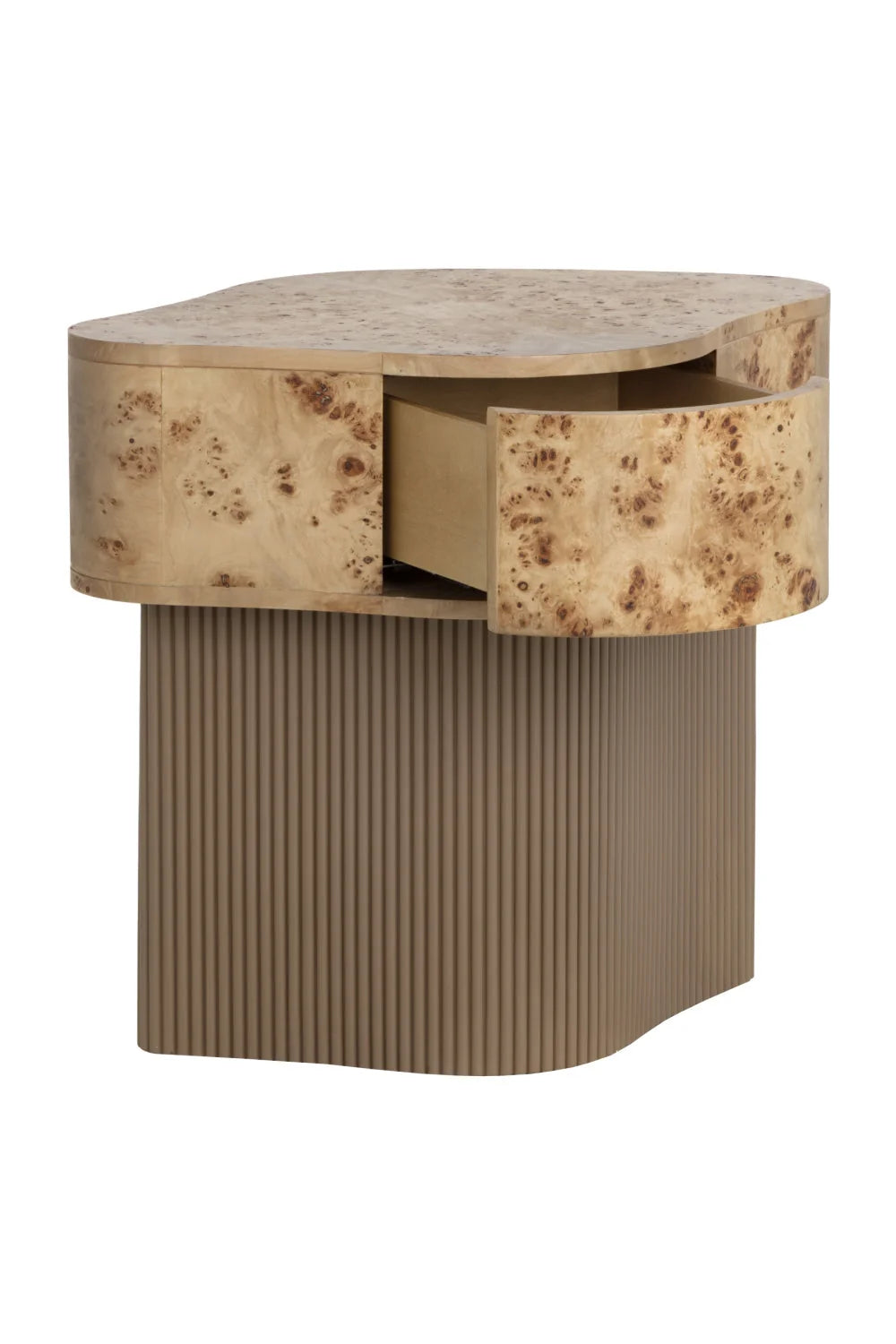 Luxury Modern Fern Burl Veneer Nightstand European Style for Villa