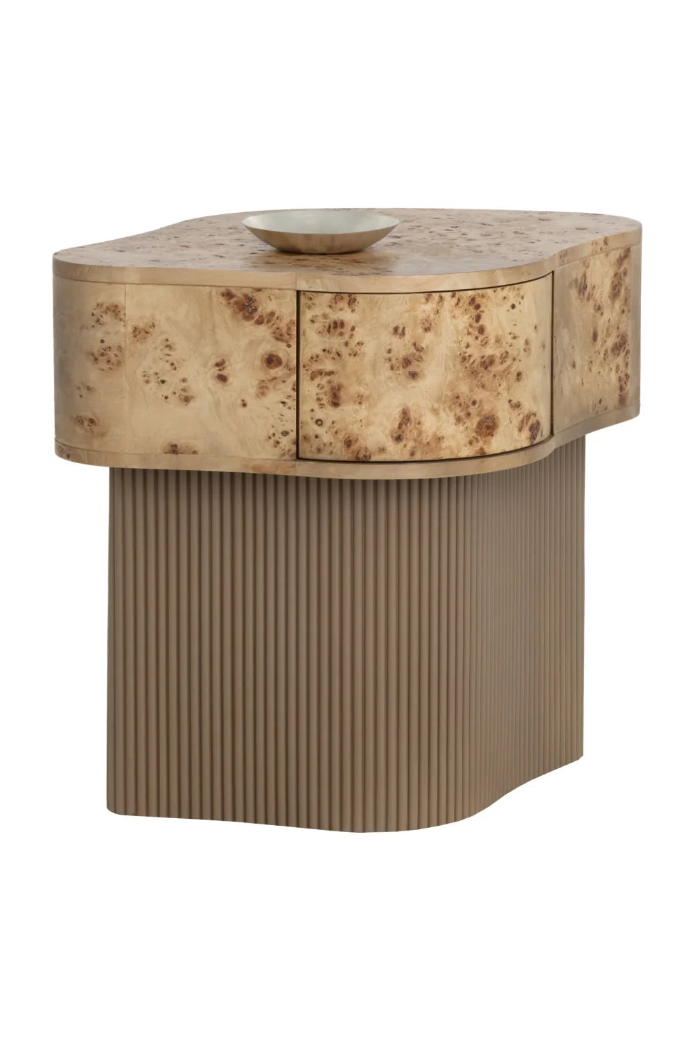 Luxury Modern Fern Burl Veneer Nightstand European Style for Villa