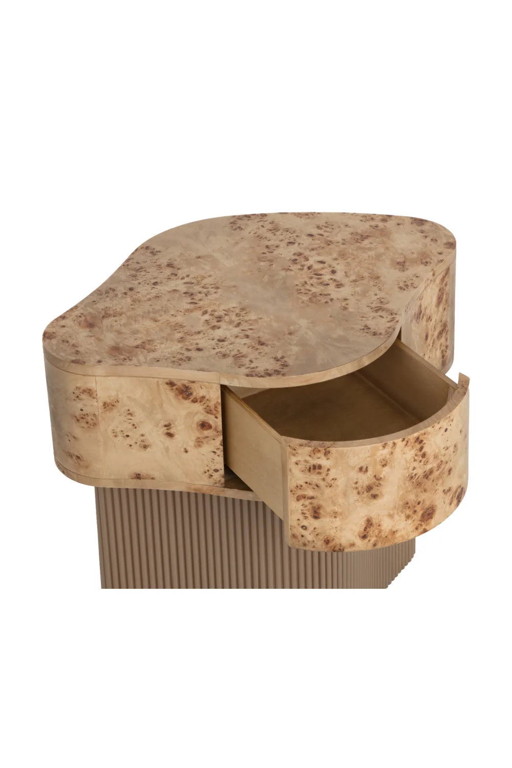 Luxury Modern Fern Burl Veneer Nightstand European Style for Villa