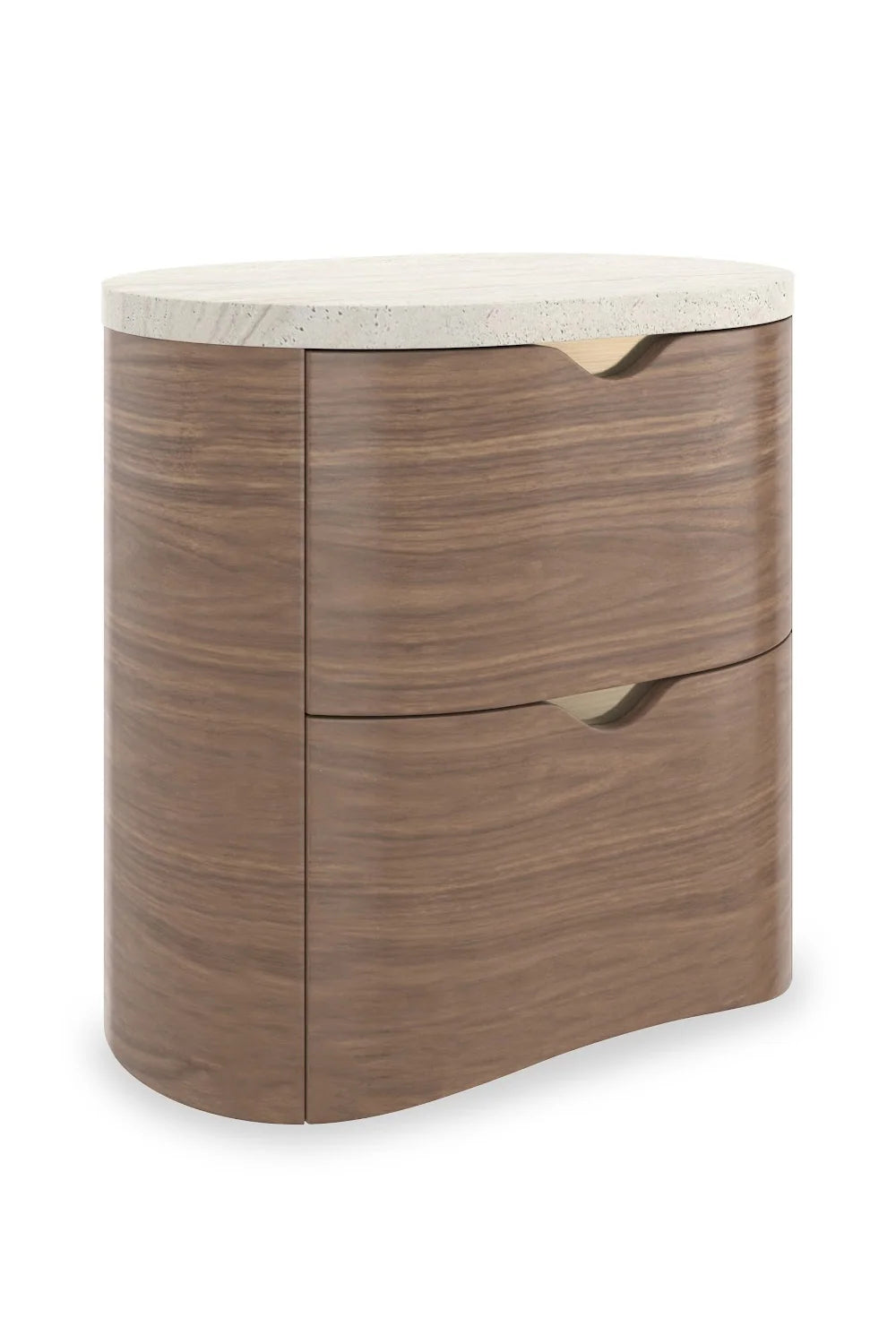 Luxury Modern Fleur Travertine 2-Drawer Nightstand European Style for Villa