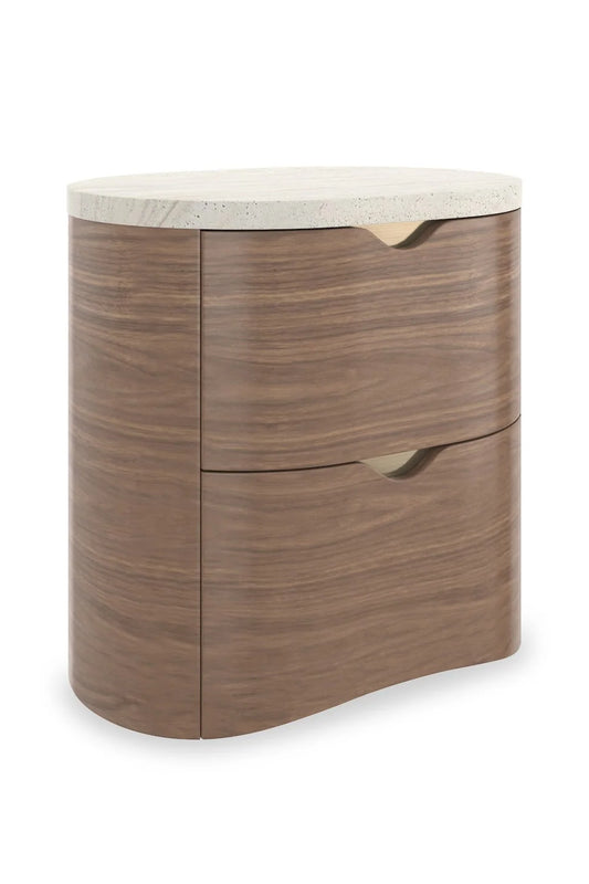 Luxury Modern Fleur Travertine 2-Drawer Nightstand European Style for Villa