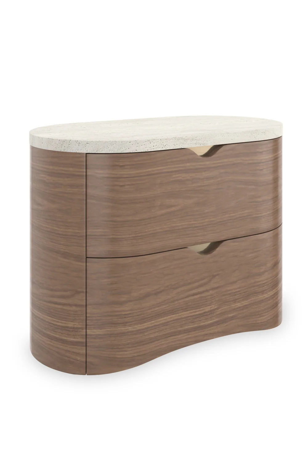 Luxury Modern Fleur Travertine 2-Drawer Nightstand European Style for Villa